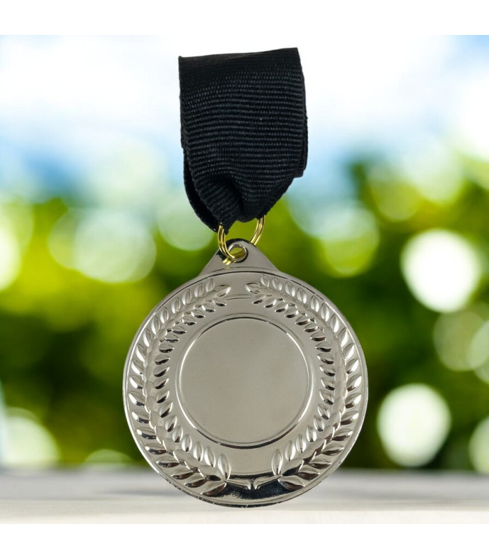 MEDALLA METALICA HOJA 5CM PLATA