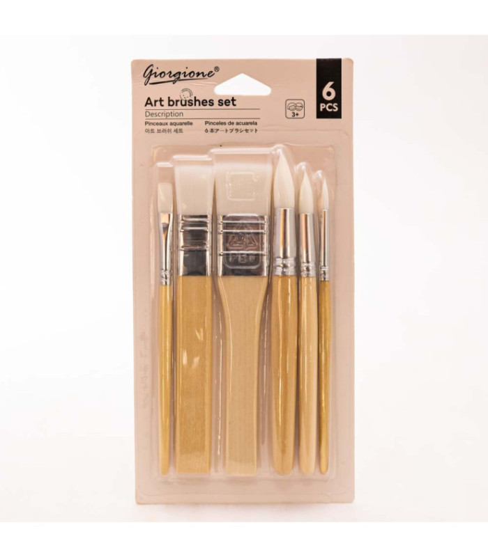 Set de pinceles mango de madera 6pc GIORGIONE