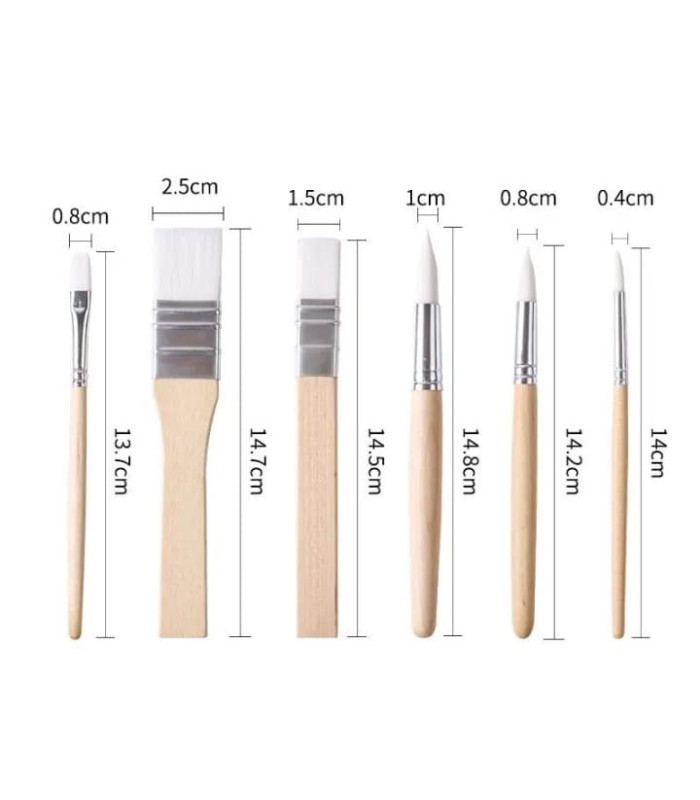 Set de pinceles mango de madera 6pc GIORGIONE