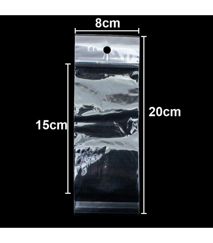 Bolsita OPP con agujero adhesivo 20x8cm 100 piezas