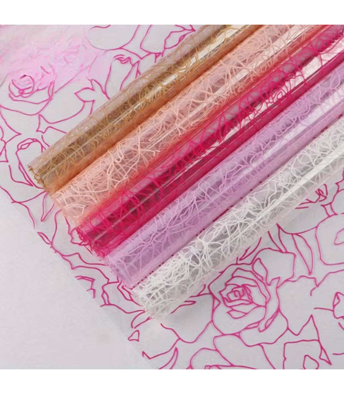 PAPEL COREANO ROSAS TRANSPARENTE 57CM 20PCS