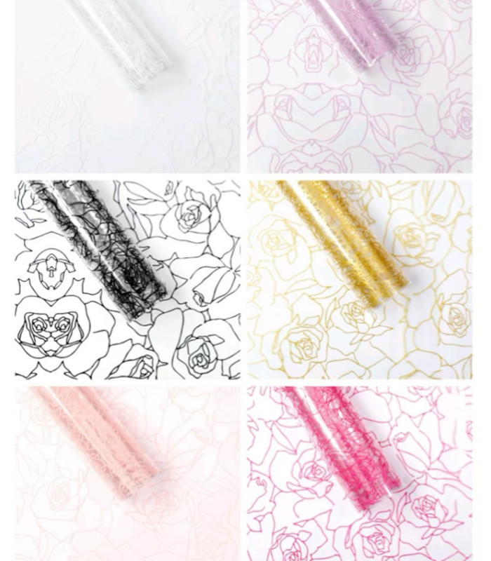 PAPEL COREANO ROSAS TRANSPARENTE 57CM 20PCS