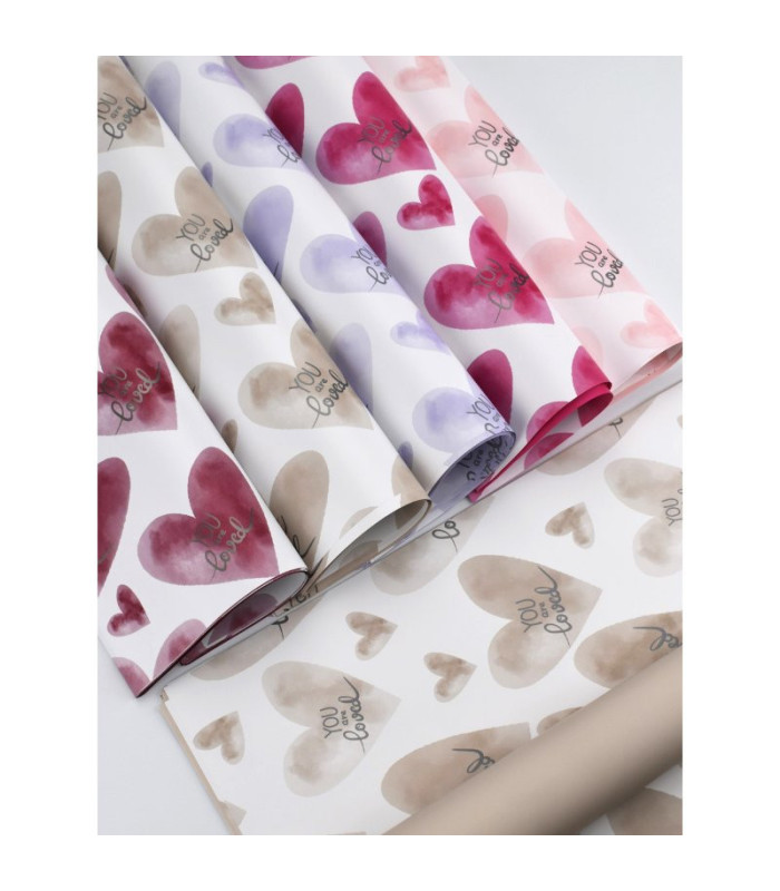 PAPEL COREANO ESTAMPADO CORAZONES 57CM 20PCS