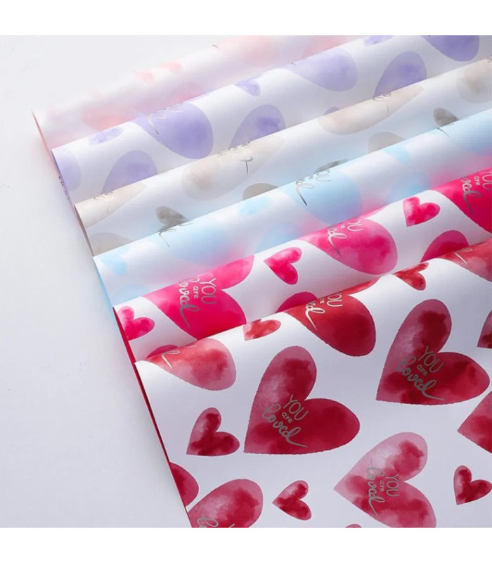 PAPEL COREANO ESTAMPADO CORAZONES 57CM 20PCS