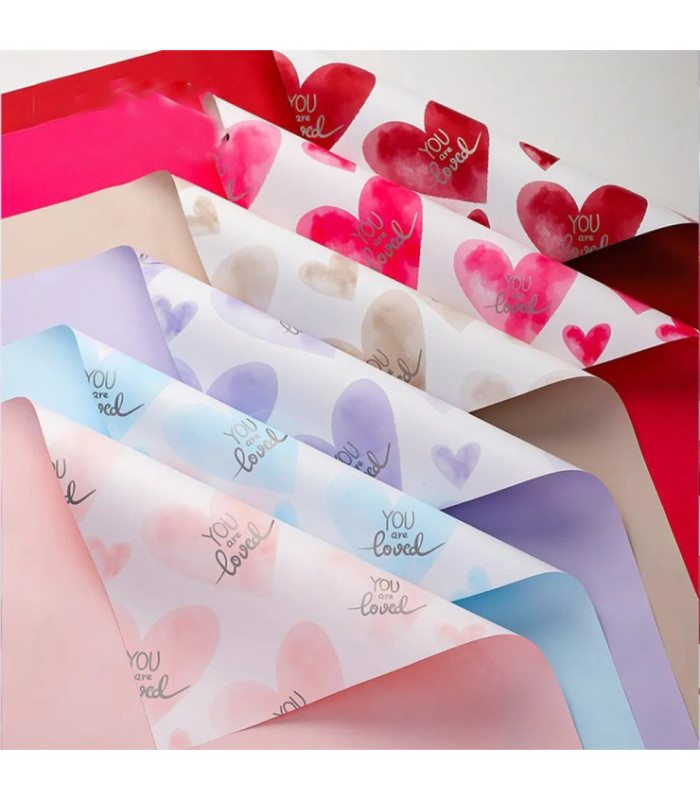 PAPEL COREANO ESTAMPADO CORAZONES 57CM 20PCS
