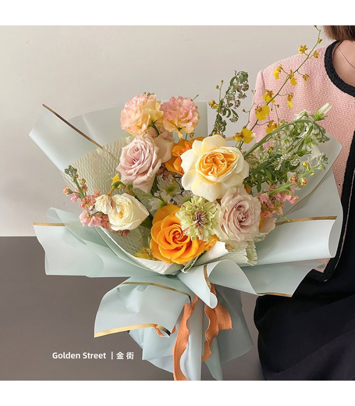 PAPEL COREANO BORDE DORADO LISO 57CM 20PCS