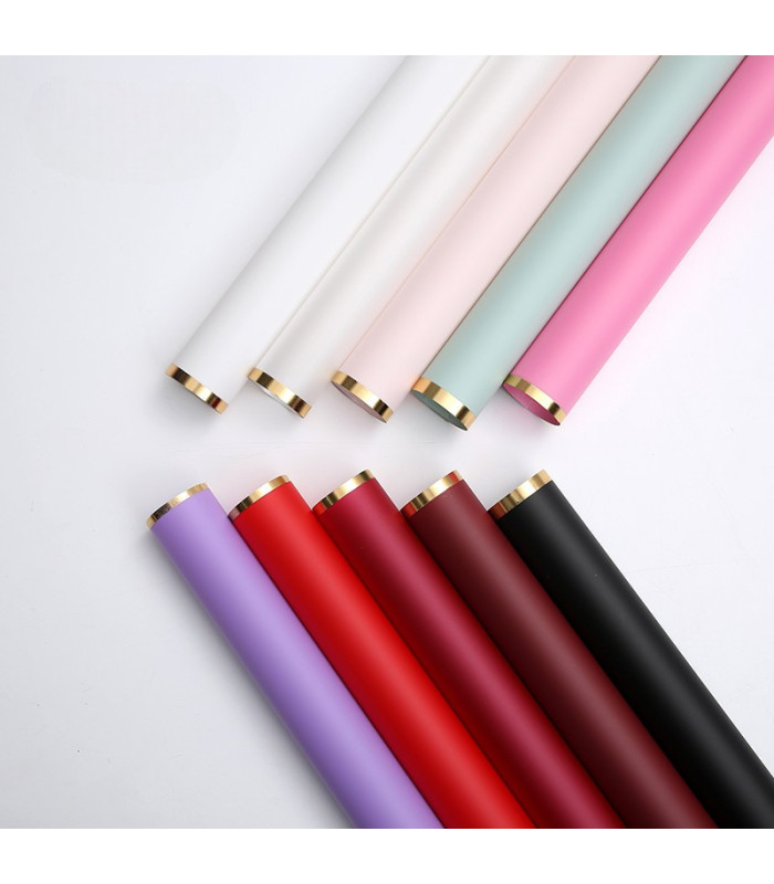 PAPEL COREANO BORDE DORADO LISO 57CM 20PCS