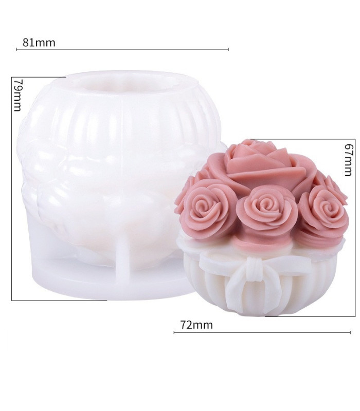 MOLDE SILICONA MACETA CON ROSA 79x81MM