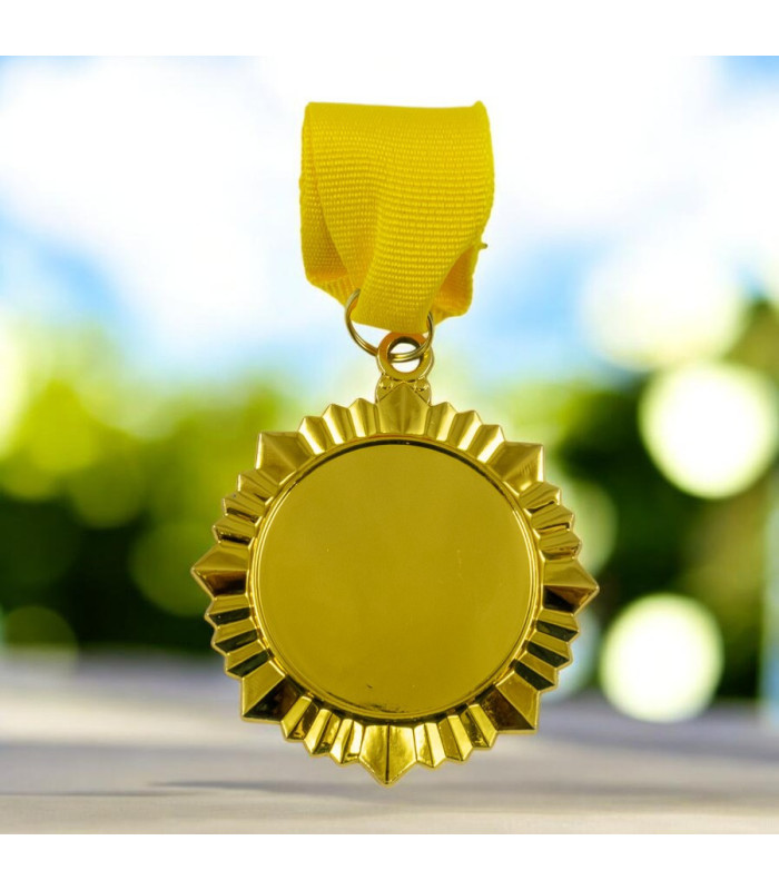 MEDALLA METALICA PARA GRABADO 6CM ORO