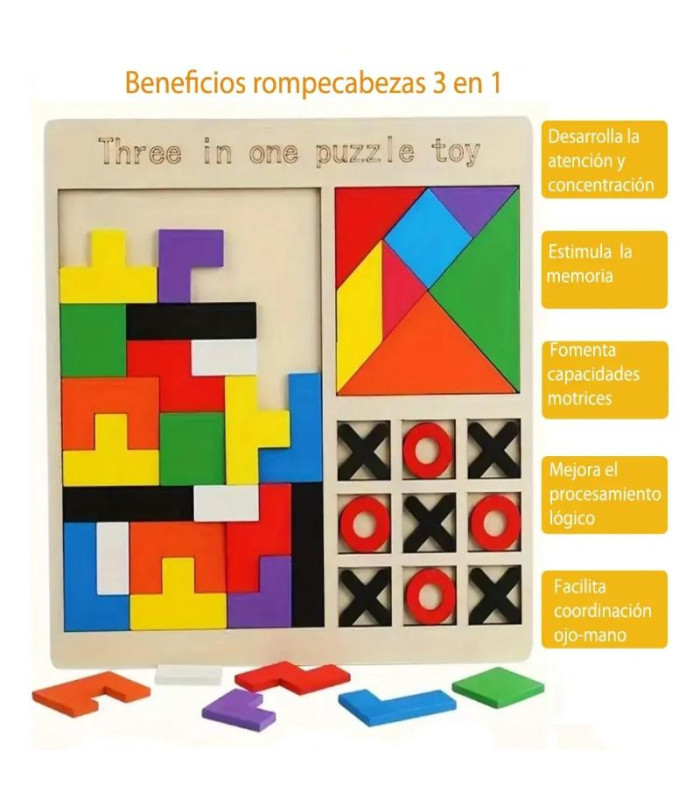 TABLERO 3 JUEGOS EN 1 22.5x22.5CM