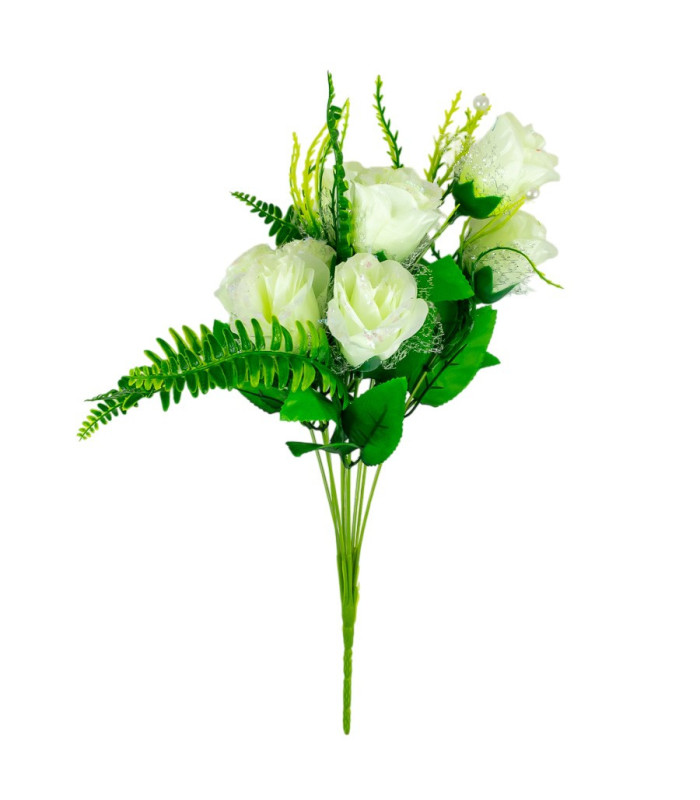 RAMO ARTIFICIAL ROSA CON  BRILLOSO 9CABEZA