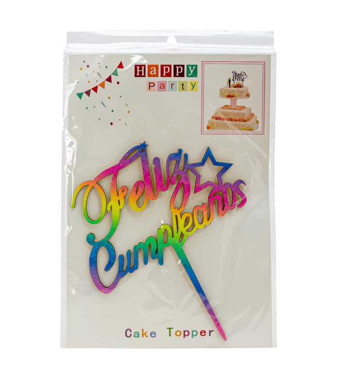 Topper de madera Feliz cumpleaños