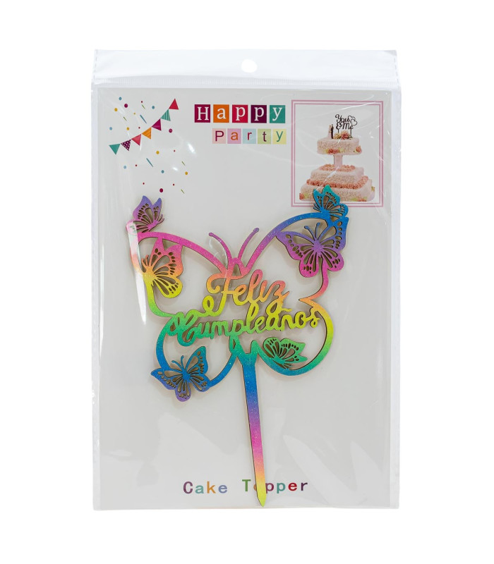 Topper de madera Feliz cumpleaños