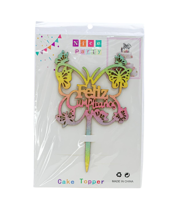 Topper de madera Feliz cumpleaños