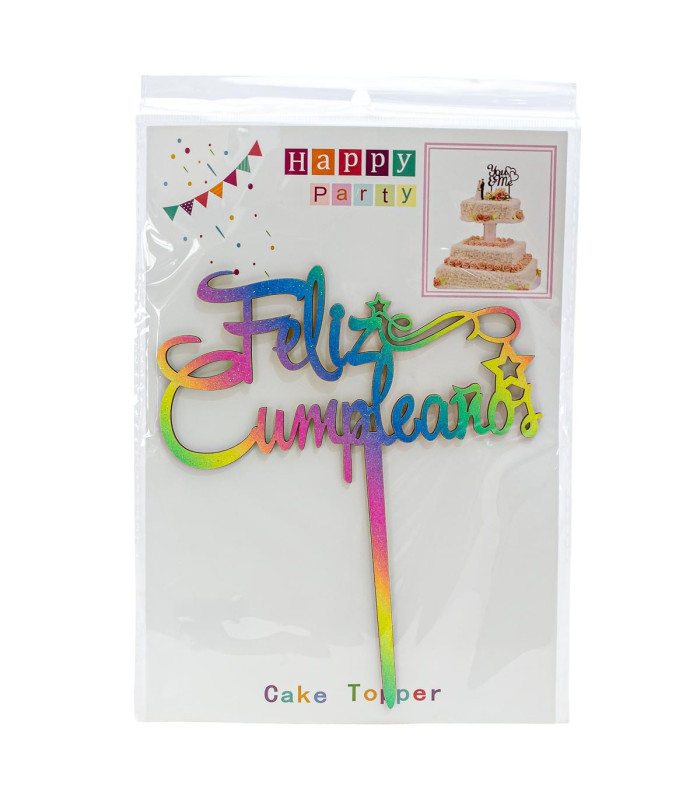 Topper de madera Feliz cumpleaños