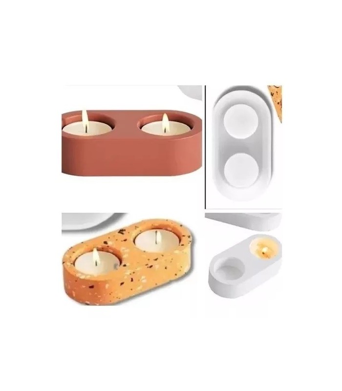 Molde de silicona diseño porta vela 2 orificios 13