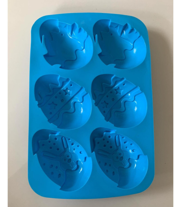 MOLDE SILICONA HUEVO PASCUA 6 DIVISIONES