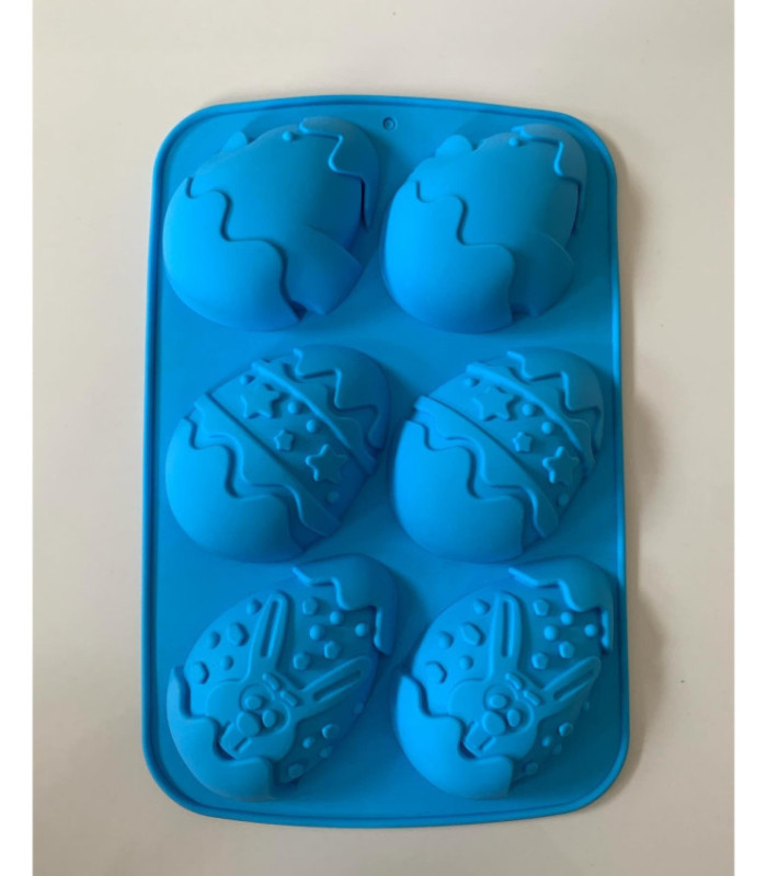 MOLDE SILICONA HUEVO PASCUA 6 DIVISIONES