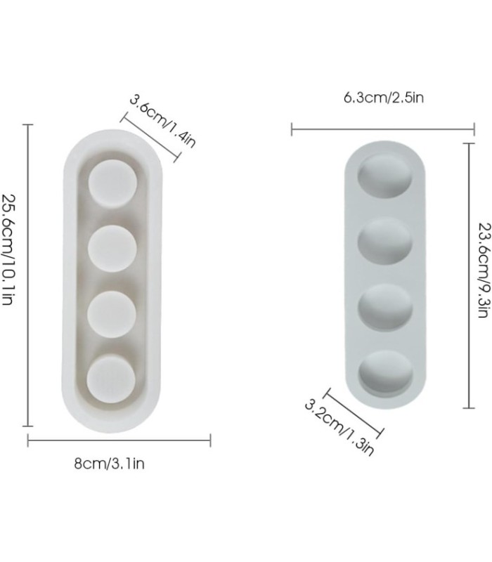Molde de silicona porta vela 4 orificios 25.5x8cm