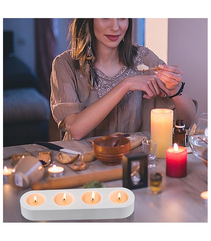 Molde de silicona porta vela 4 orificios 25.5x8cm