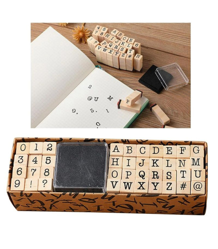 SELLO MADERA LETRA Y NUMERO 40PCS