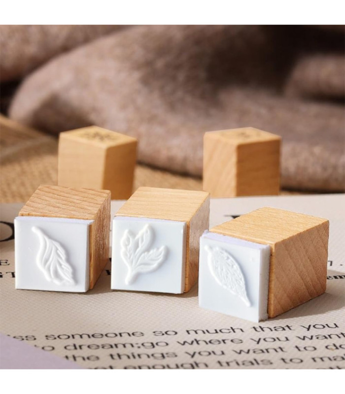 SELLO MADERA HOJAS Y FLOR 22PCS