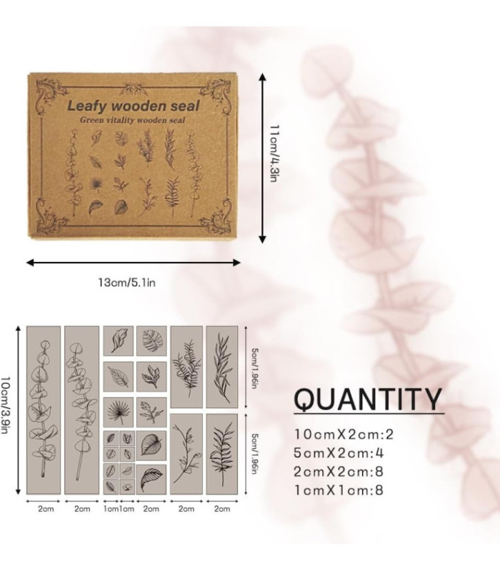 SELLO MADERA HOJAS Y FLOR 22PCS