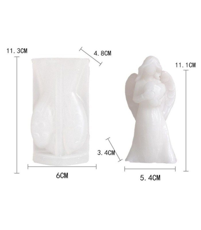 Molde de sulicona forma ángel con corazón 11x6.5cm