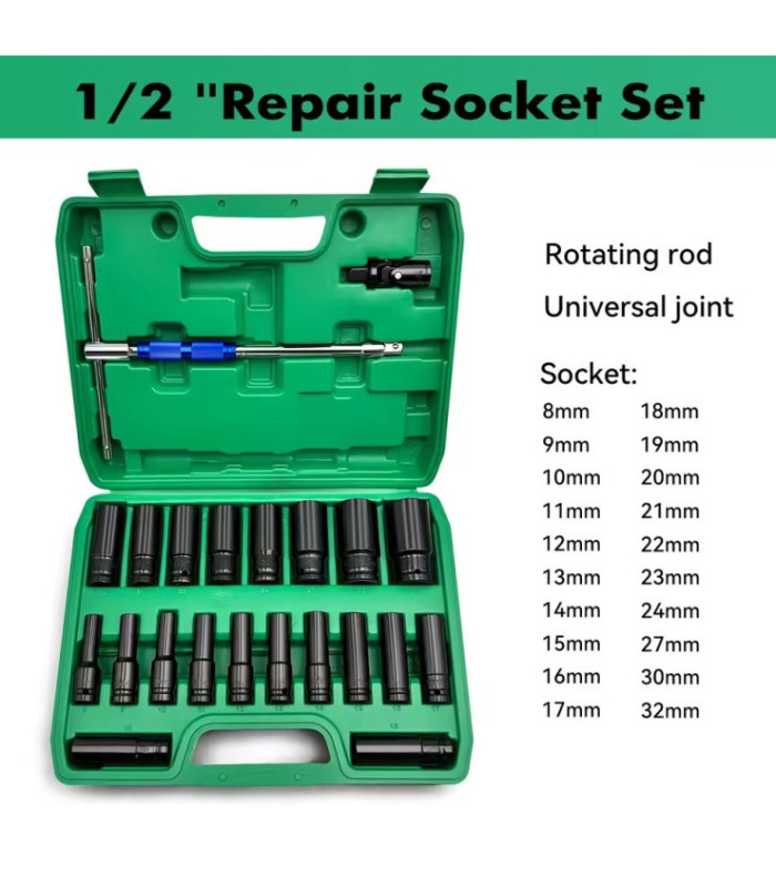 JUEGO TUBO DE IMPACTO 1/2 8-32 78MM 22PCS