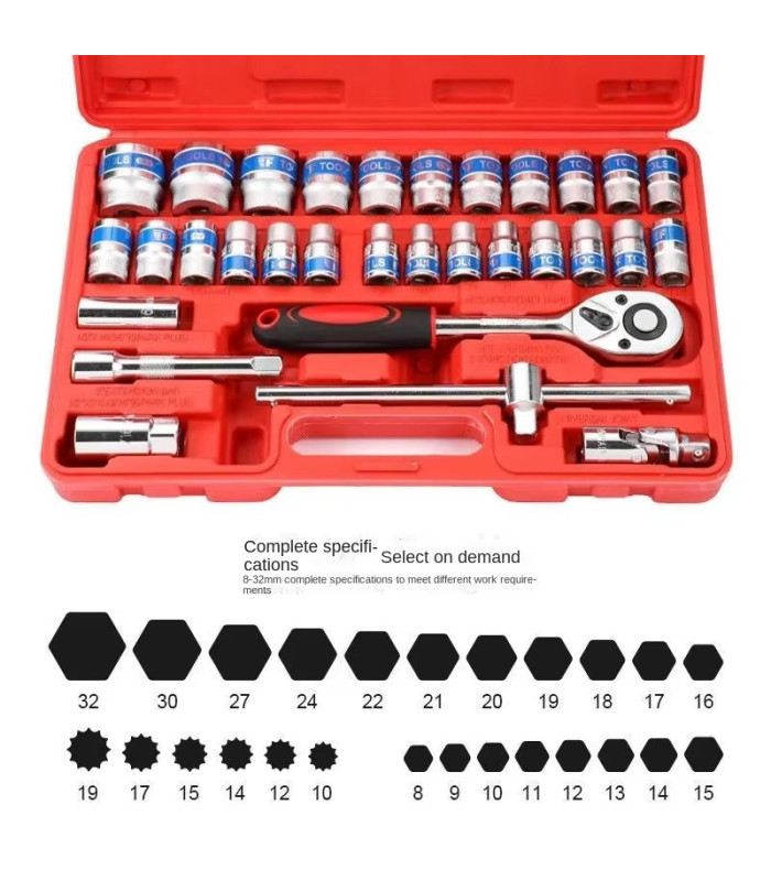 JUEGO DE LLAVE TUBO 1/2 32PCS HJD424