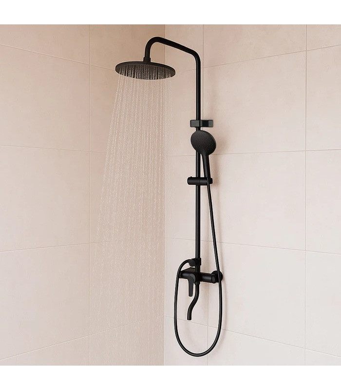 SET DUCHA COLUMNA NEGRO MONOCOMANDO