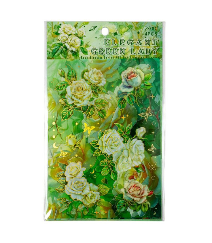 STICKER ROSA COLOR BLANCO Y VERDE QWHK-6-02