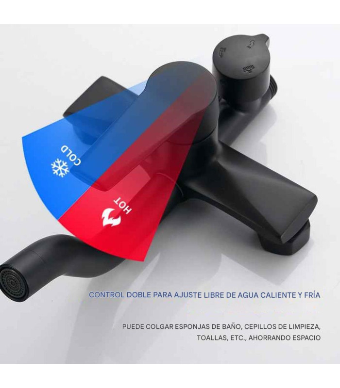 SET DUCHA COLUMNA NEGRO MONOCOMANDO