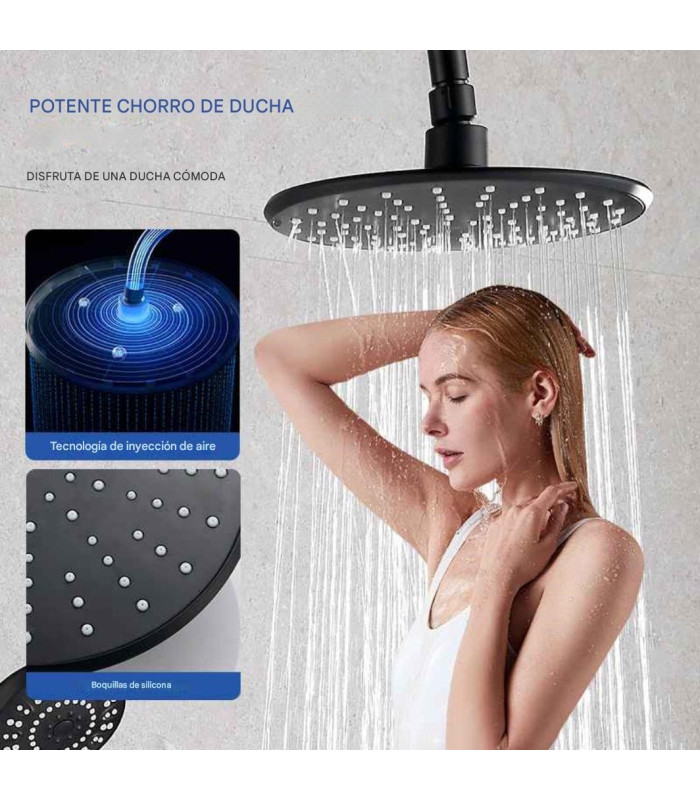 SET DUCHA COLUMNA NEGRO MONOCOMANDO