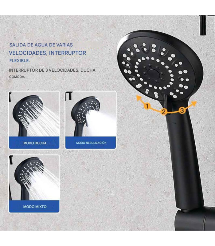 SET DUCHA COLUMNA NEGRO MONOCOMANDO