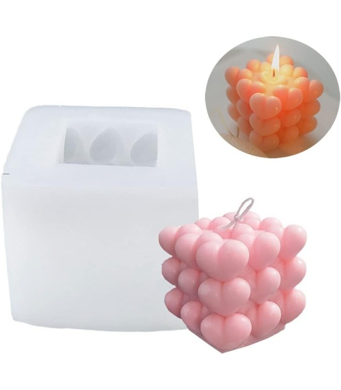 Molde de silicona burbuja de corazón para vela 6.5