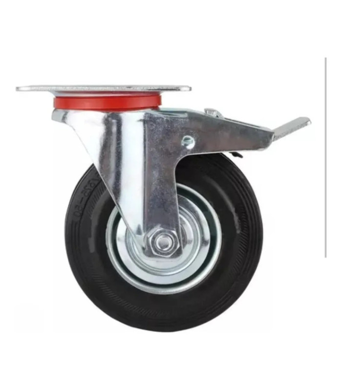 RUEDA GOMA CON FRENO 16CM 5 