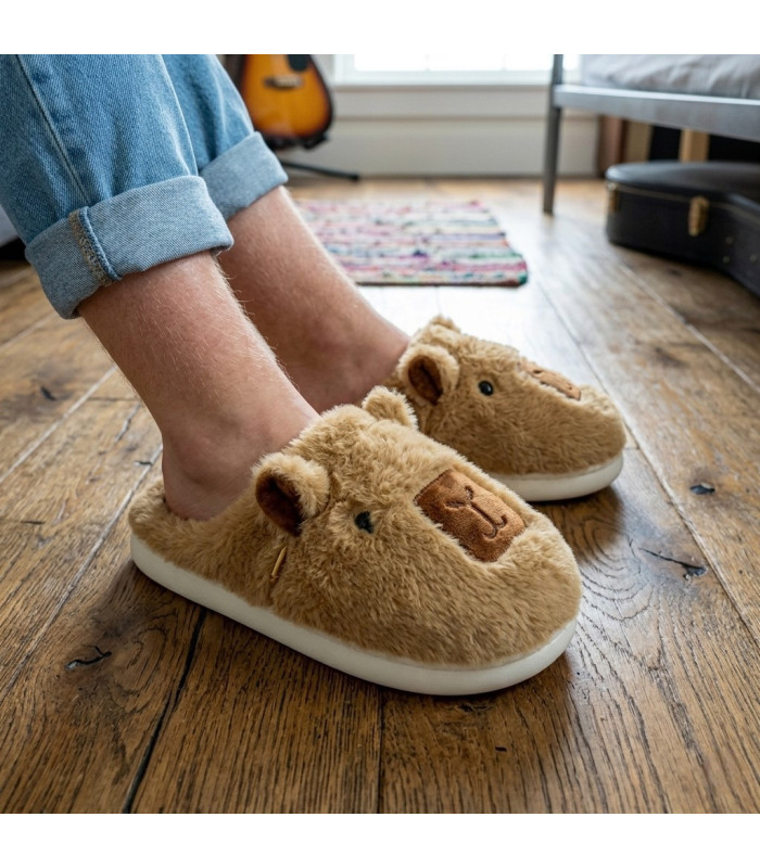 Pantufla adulto talon abierto capibara