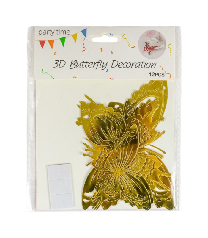 Mariposa decorativa 3D con adhesivo 12 piezas