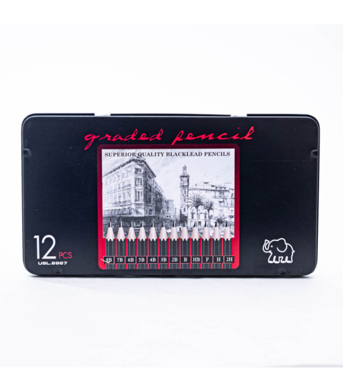 Lapiz de papel con estuche de metal 12pc
