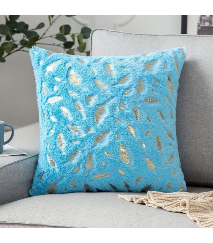 FUNDA P/ ALMOHADA RELIEVE PLUMA DORADA 42x42CM