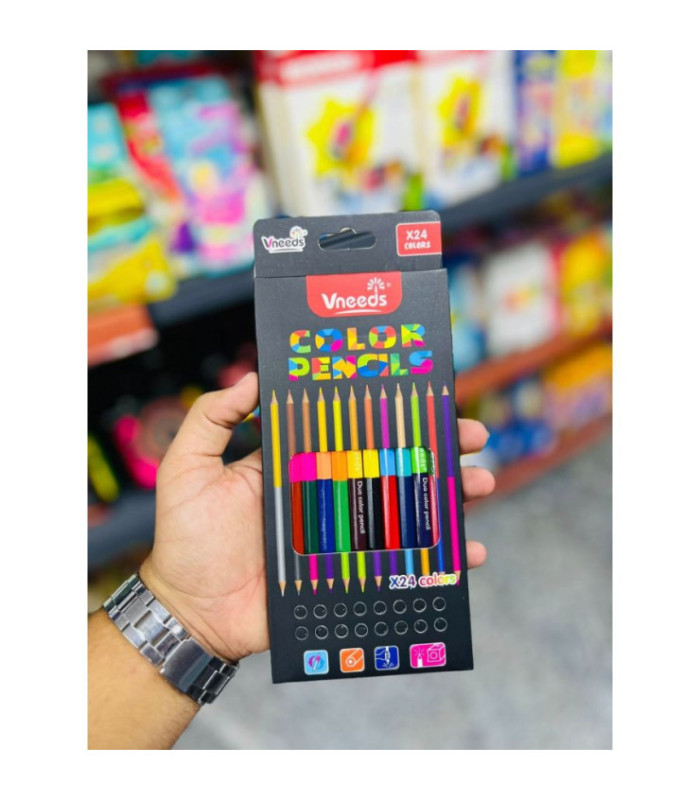 LAPIZ DE COLOR DOBLE PUNTA 24 COLORES VNEEDS