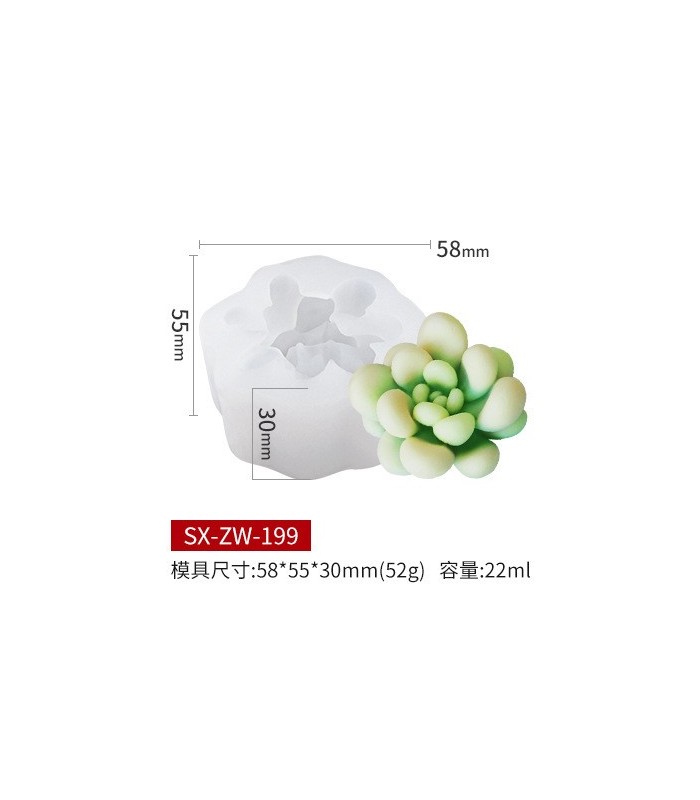 Molde de silicona suculenta 58x55mm