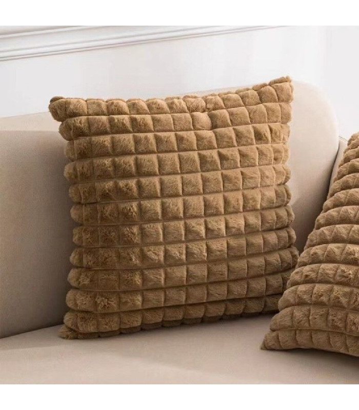 FUNDA P/ ALMOHADA TERCIOPELO A CUADROS 42x42CM