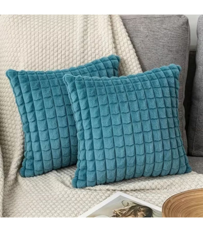 FUNDA P/ ALMOHADA TERCIOPELO A CUADROS 42x42CM