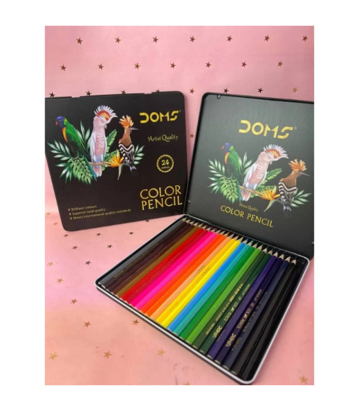 LAPIZ DE COLOR CAJA DE METAL 24PCS DOMS