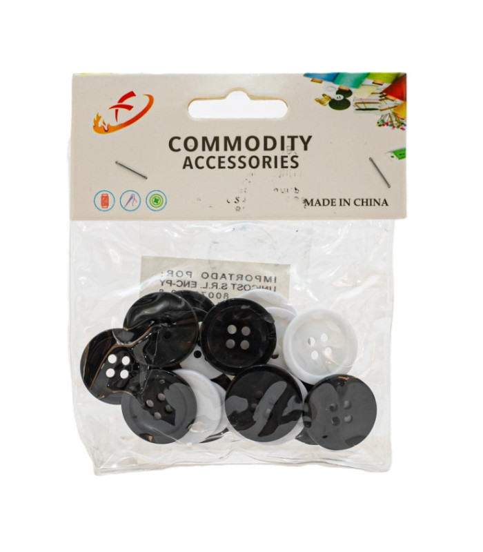 SET BOTON BLANCO Y NEGRO 12 piezas