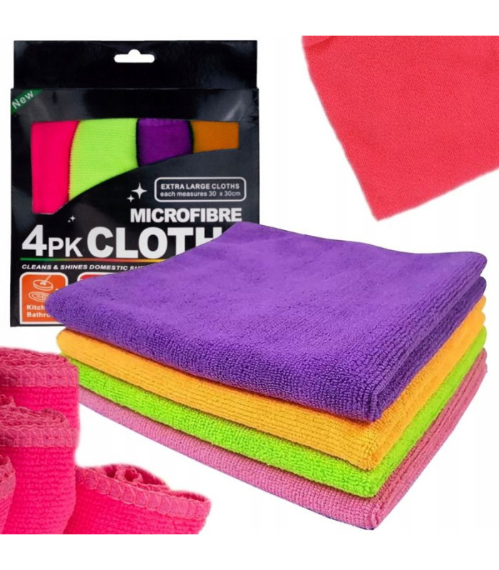 Set de toalla microfibra 4 piezas 30x30cm