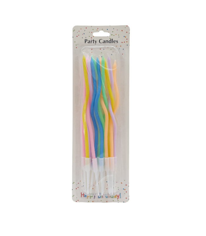 Vela ondulada tono pastel 12 piezas