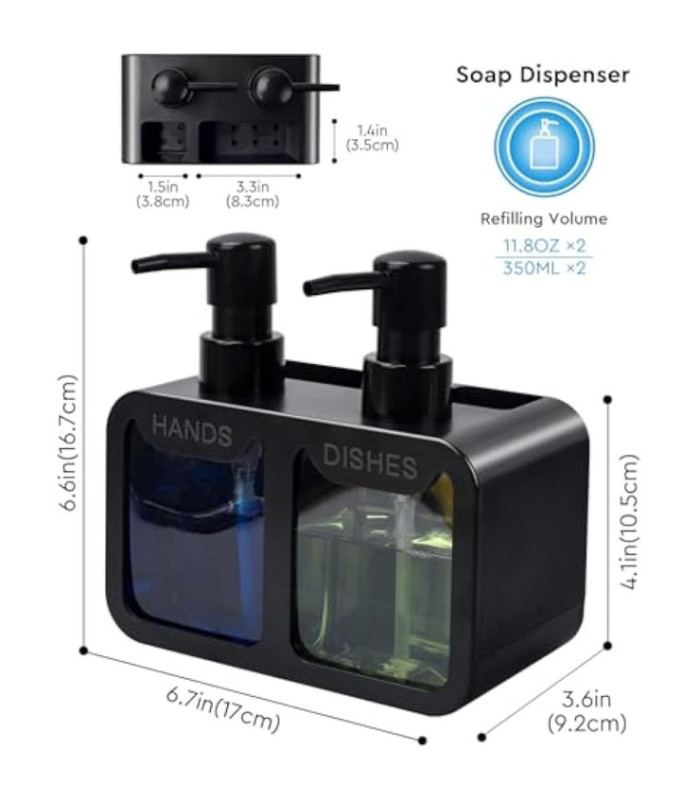 DISPENSADOR DE JABÓN 2 EN 1 350ML